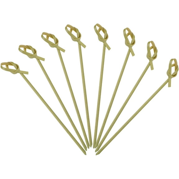 CZQ Premium Bamboo Knot Cocktail PicksLong Fancy Toothpicks for Appetizers Party Food Fruit Drinks Garnish Skewer Sticks200 Pcs