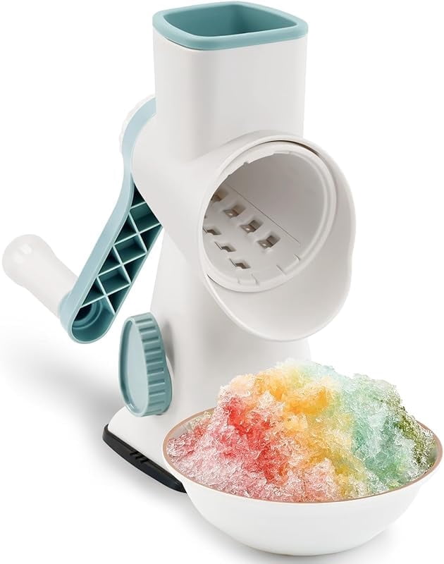 CZQ RotaryIce Shaver with Handle Manual Hand Crank Snow Cone Maker Machine Qucik Shaved Ice Maker with Suction Feet, All Ice Cubes Fitted.Premium Portable Ice Crusher and Shaved Ice Machine.