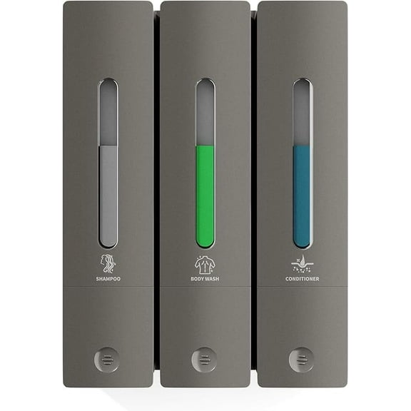 CZQ Shampoo and Conditioner Dispenser - Wall-Mounted 3-Chamber Shower Soap Dispenser No-Drill 1200ML Capacity for Bathroom & Hotel