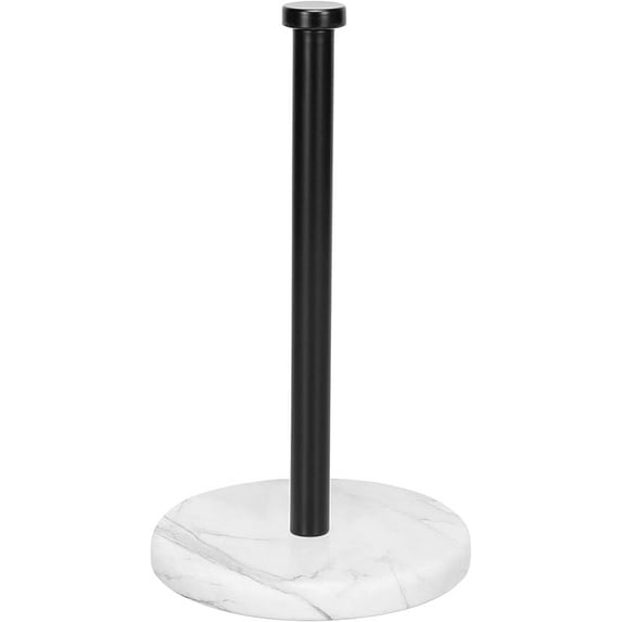 CZQ Standing Paper Towel Holder, Kitchen Paper Towel Tissue Holder- for Bathroom Kitchen Countertop, Standard or Jumbo-Sized Roll Paper (with Marble Base,Black)