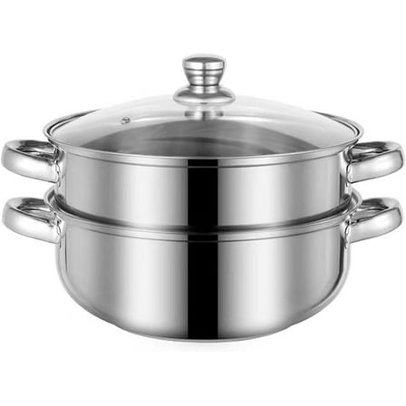 CZQ Steamer for Cooking, 3.0 Quarts Stainless Steel Steamer Pot, 2-Tier Food Steam Pots with Lid for Cooking Vegetables, Seafood, Soups, Stews and Pasta, 8.5 x 7.3 inch