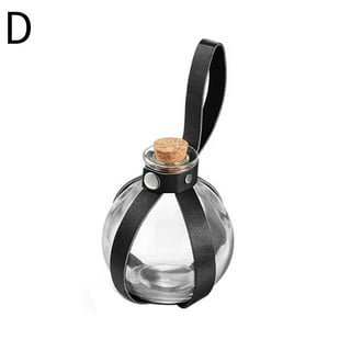 COFEST Cork Potion Bottle Witch And Magician Dark Cork Potion Bottle Round  Spherical Glass Bottle With Medieval Knight Leather Belt For Cosplay  Accessories , 250 Ml Black 