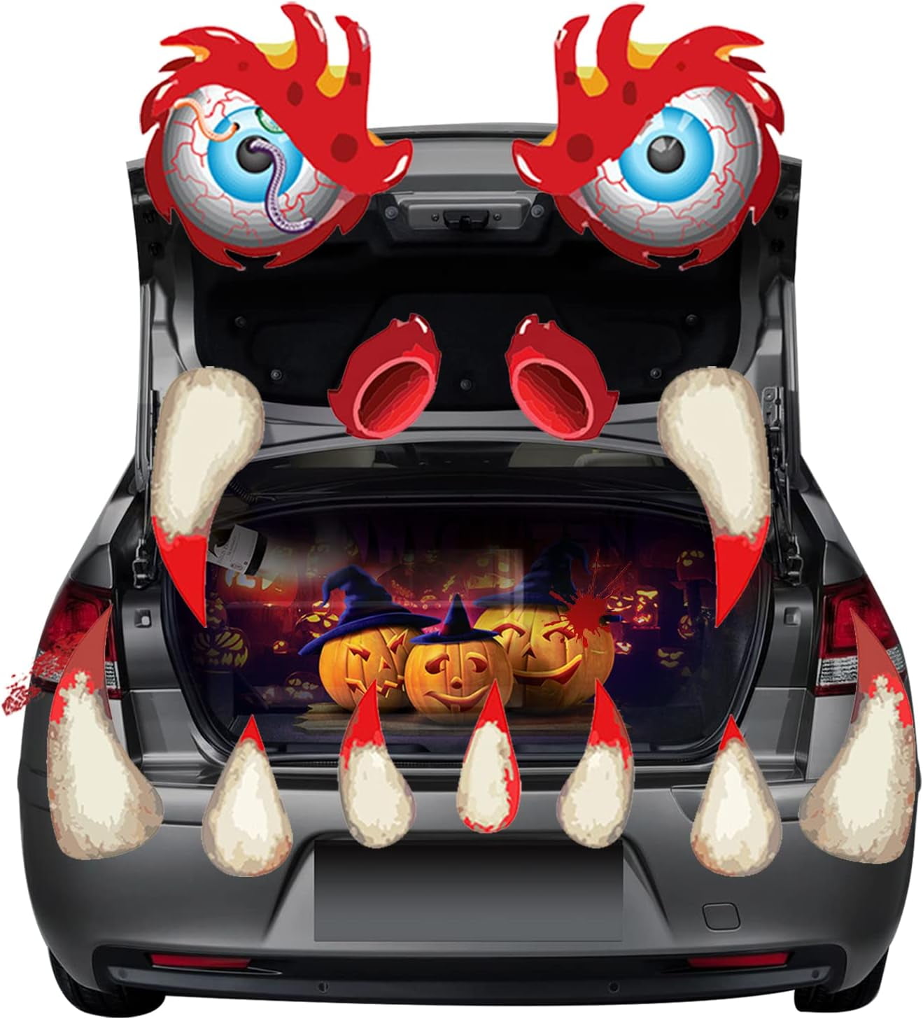 CZS Halloween Trunk or Treat Car Decorations, 13PCS Monster Face ...