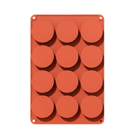 CZSCPDAW 12-Cavity Round Silicone Cake Puck Mold for Soap, Chocolate, Candy and DIY Bath Projects, Orange