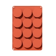 CZSCPDAW 12-Cavity Round Silicone Cake Puck Mold for Soap, Chocolate, Candy and DIY Bath Projects, Orange