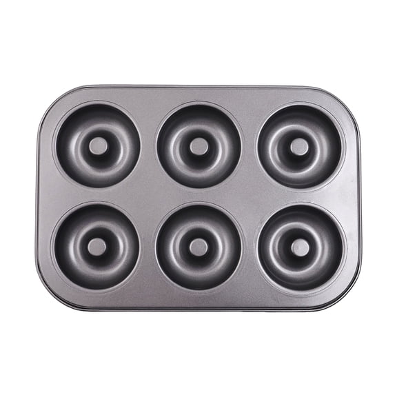 CZSCPDAW 12 Cavity Steel Donut Baking Pan, Dark Gray Rectangular Tray with Deep Ring Wells for Uniform Doughnuts