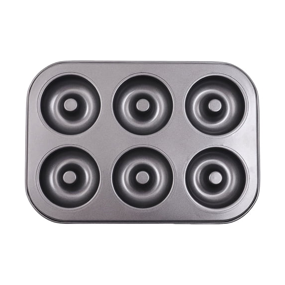 CZSCPDAW 12 Cavity Steel Donut Baking Pan, Dark Gray Rectangular Tray with Deep Ring Wells for Uniform Doughnuts