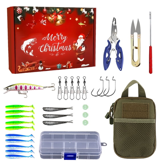 CZSCPDAW 24-Day Fishing Advent Calendar with Assorted Lures and Tackle, Christmas Countdown Gift for Men and Teens