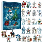 CZSCPDAW 24-Day Yeti Advent Calendar with Snow Monster Hanging Ornaments for Christmas Countdown and Cryptid Lover Gifts