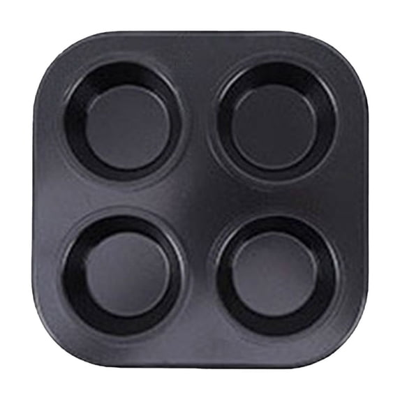 CZSCPDAW 4 Cup Steel Muffin Pan, Compact Square Baking Tray with Four Round Wells for Cupcakes and Egg Bites