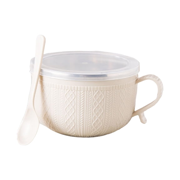 CZSCPDAW 4-Piece 25 oz Soup Mug Set with Textured Ceramic Bowls and Side Handles, Fitted Lids and Matching Spoons