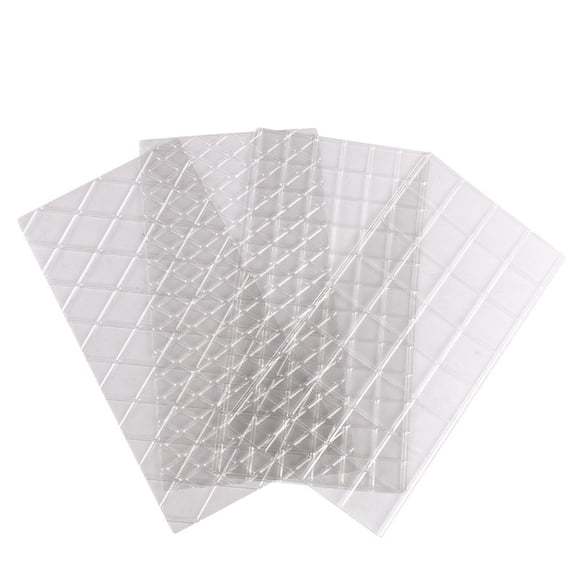 CZSCPDAW 4 Piece Transparent Fondant Impression Mat Set, Diamond Grid and Embossed Texture Stencils for Cake Borders