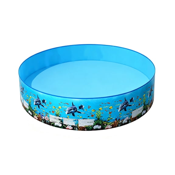 CZSCPDAW 5-Foot Foldable Kids Wading Pool with Rigid Plastic Walls, Non-Inflatable Quick-Setup Backyard Pool