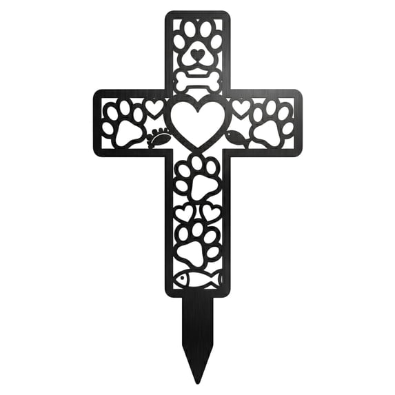 CZSCPDAW 6 Inch Cross Memorial Metal Stake, Decorative Outdoor Accent for Lawn and Patio