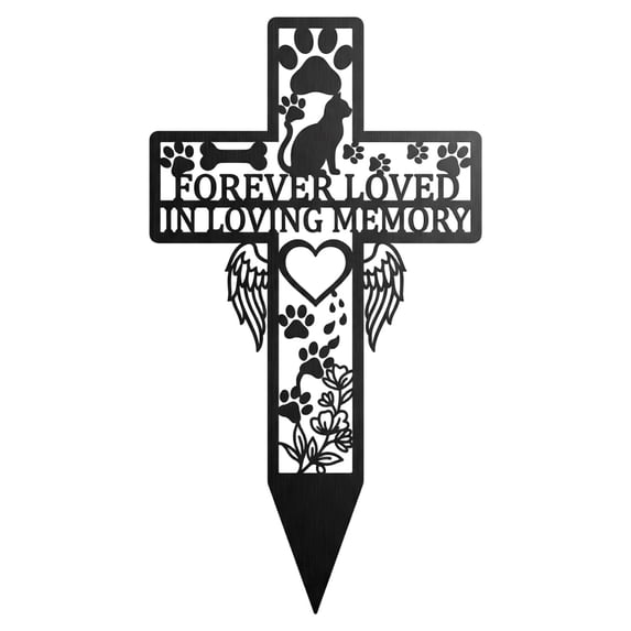 CZSCPDAW 6 Inch Cross Memorial Metal Stake, Decorative Outdoor Accent for Lawn and Patio