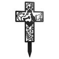 thumbnail image 1 of CZSCPDAW 6 Inch Cross Memorial Metal Stake, Decorative Outdoor Accent for Lawn and Patio, 1 of 8