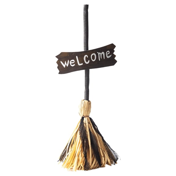 CZSCPDAW Animated Dancing Witch Broom with Sound and Welcome Sign for Indoor Halloween Party Decor