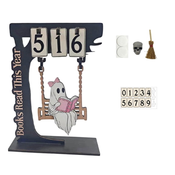 CZSCPDAW Books Read This Year Counter, Wooden Reading Tracker Sign for Readers and Teachers
