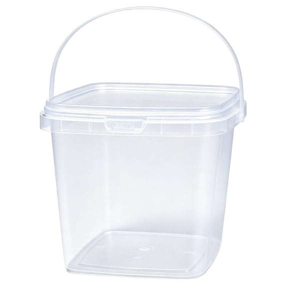 CZSCPDAW Clear Plastic Storage Bucket with Lid and Carry Handle, Square-Sided Pantry Pail with Visible Contents