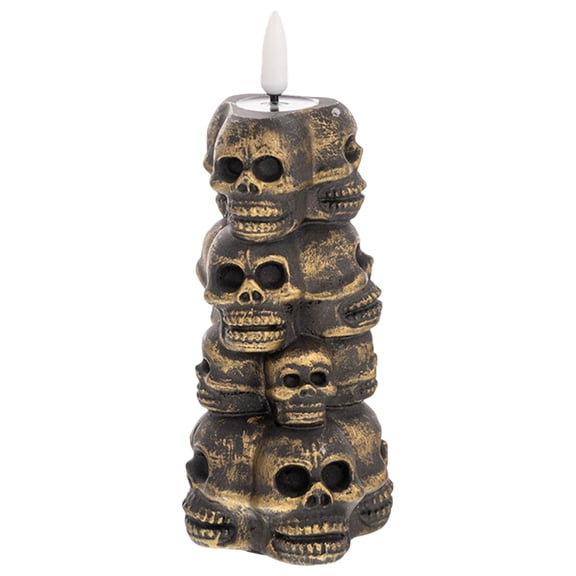 CZSCPDAW Lighted Stacked Skull LED Candle, Halloween Decorations for Gothic Tabletop