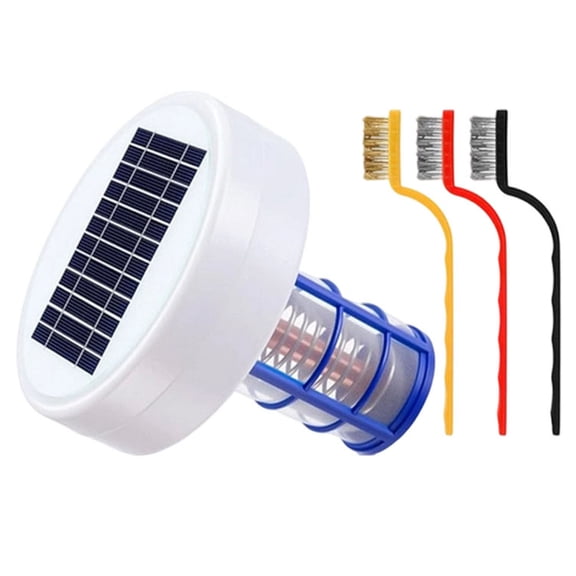 CZSCPDAW Solar Pool Ionizer with Copper Electrode and Cleaning Brush, Floating Water Treatment Device for Swimming Pools