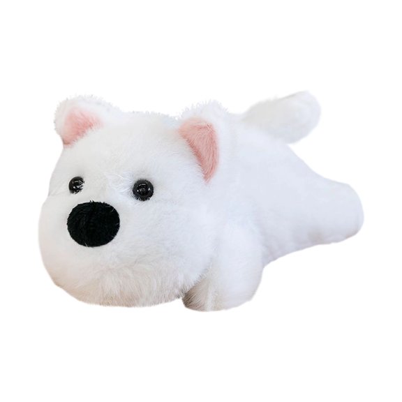 CZSCPDAW White Dog Plush Wrist Rest with Soft Stuffed Body for Keyboard Desk Comfort and Cute Workspace Decor