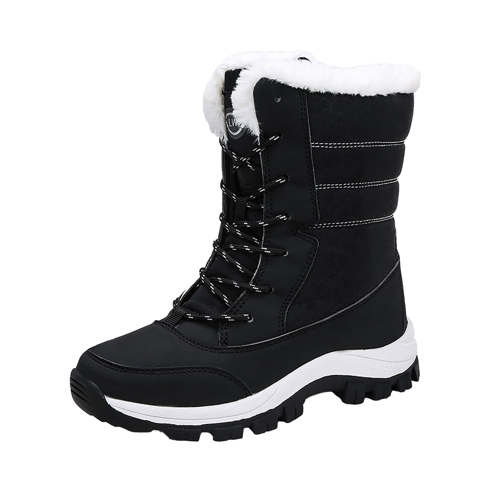 Women's Waterproof Ankle Boots - Non-Slug Lug Sole, Leather, Round Toe, 1.7 Inch Heel