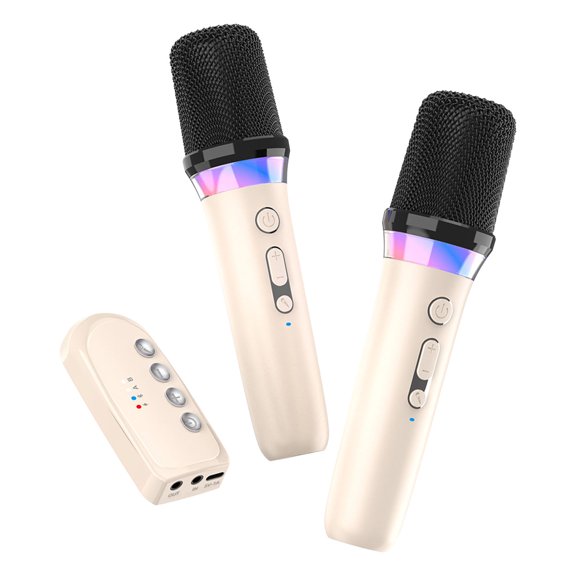 CZSCPDAW Wireless Microphone System with 3.5 mm AUX Input Output Receiver Volume Control and Dual Handheld Mics for Karaoke
