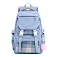 thumbnail image 1 of CZSCPDAW Women's Pink Plaid Buckle School Backpack with Laptop Storage and Adjustable Straps for School Travel and Daily Use, 1 of 2