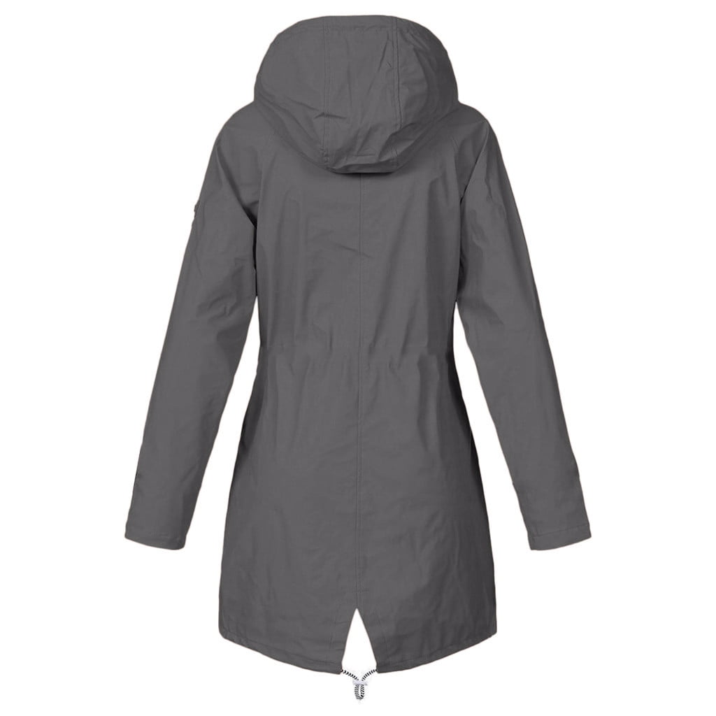 Drawstring Zip Up Long Sleeve Hooded Winter Coat main image 1