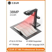 CZUR ET MAX Professional Book Scanner, 38MP Document Camera, Laser Curve-Flatten, USB High Speed Document Scanner, 180+ Languages OCR, Capture A3, Support HDMI, for Windows/MacOS/Linux