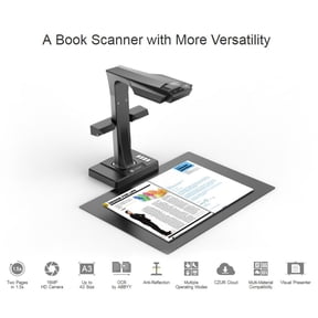 CZUR ET16 Plus Professional Document Camera Scanner with 2nd Gen Laser Curve-Flattening Tech, Perfect for Bound Documents & Books, Smart OCR for Mac and Windows