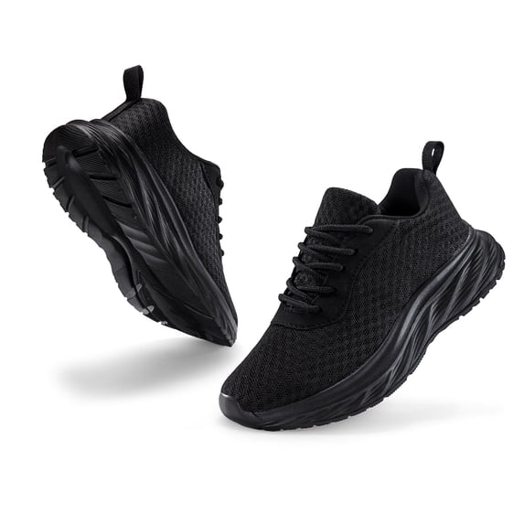 CZV Boys Girls Shoes Kids Sneakers with Non-Slip Breathable Lightweight Tennis Athletic Running Black Shoes for Little Kid & Big Kid
