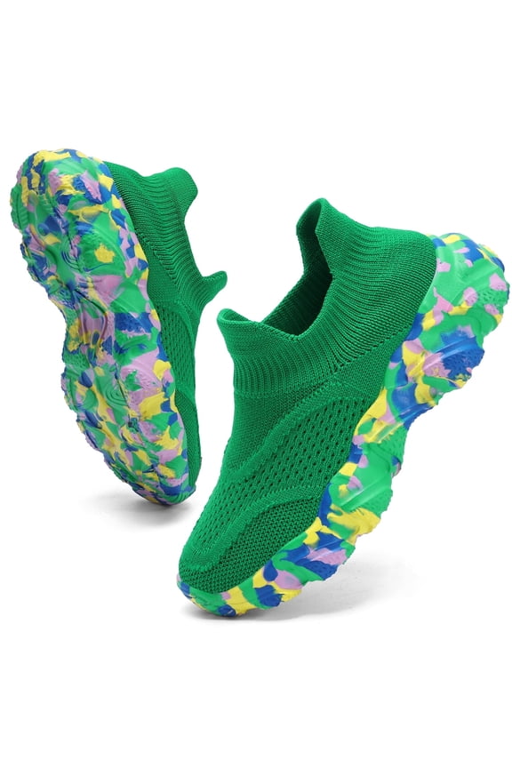 Kids' Sock Sneakers Lightweight Breathable Slip-On Shoes for Boys & Girls - Non-Slip Casual Walking Shoes for Toddler/Little Kid,Size 8 Toddler,Green