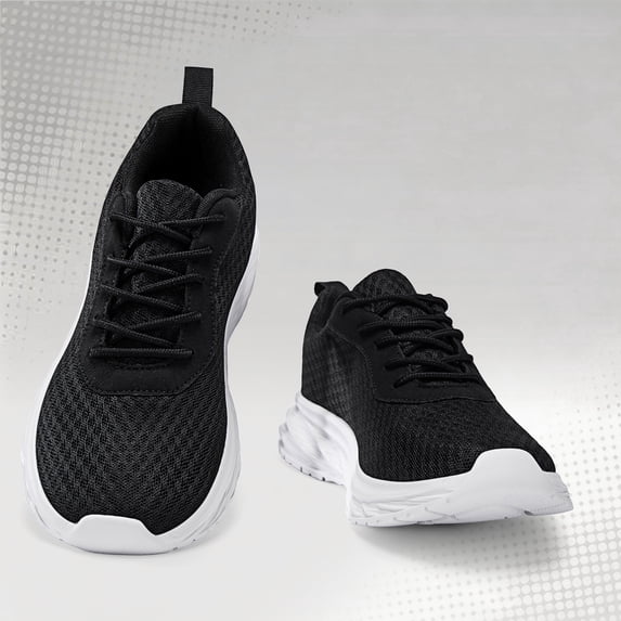 CZV Women's Breathable Mesh Walking Shoes, Lightweight Casual Sneakers, Comfortable Running Shoes for Gym, Work, Daily Wear and Travel.White&black&black