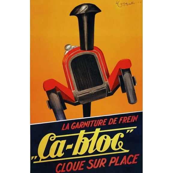 Ca-Bloc cloue sur place Poster.Early car.Auto shop decor interior design. 11 x 17 Inch Poster
