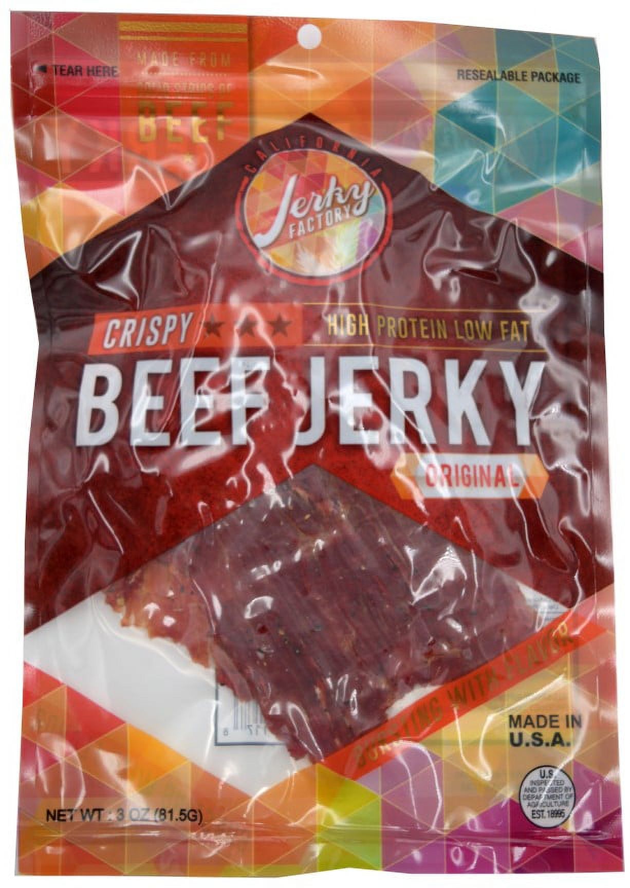 Mingua Beef Jerky Original Mild – 7 Oz, 3-Bag Pack, Caffeine Free, 90+ Day Expiry