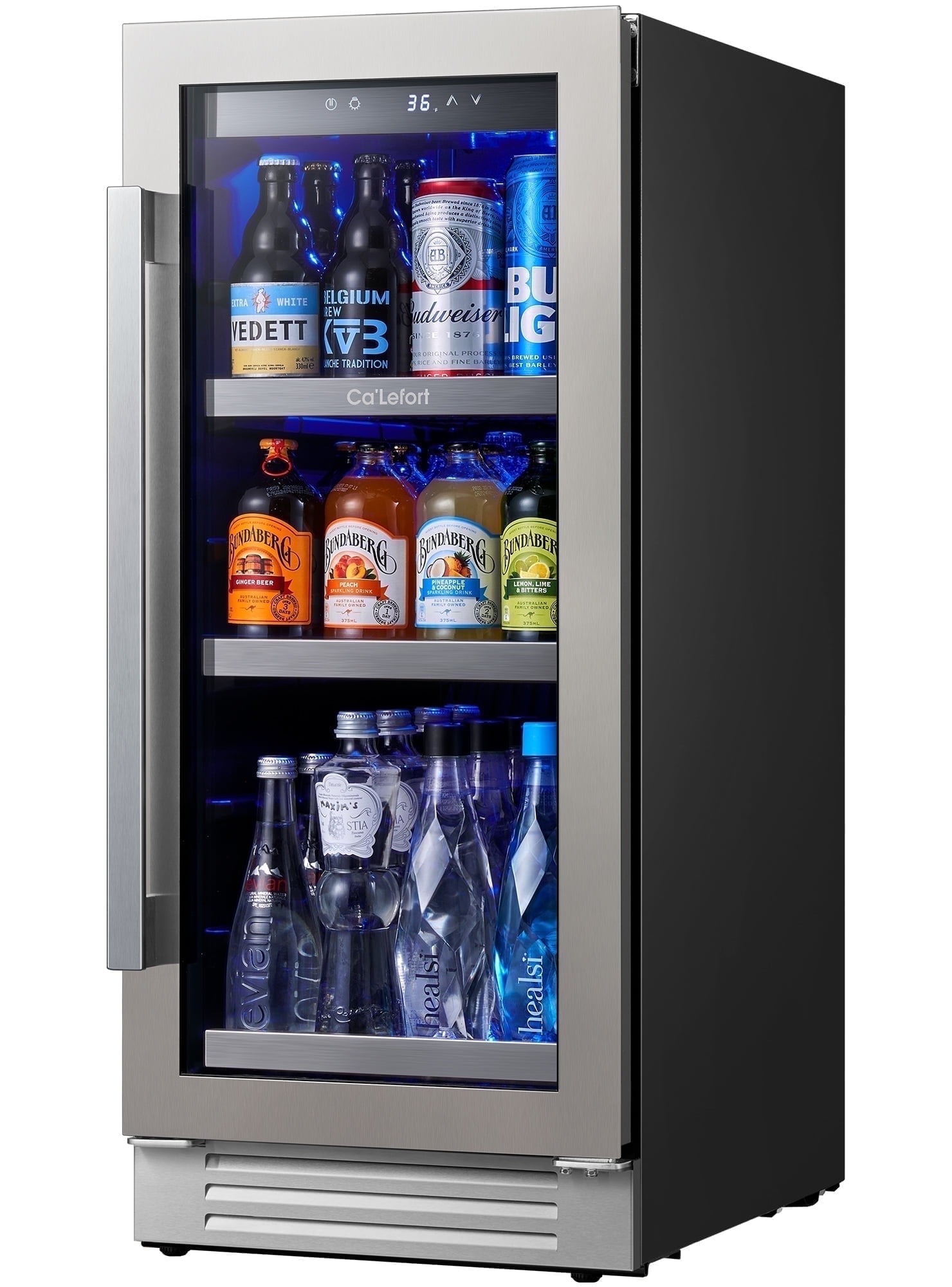 Ca'Lefort 15'' Beverage Refrigerator Cooler,100 Cans Beverage Fridge,Built in or Freestanding Beverage Center with Stainless Steel Door