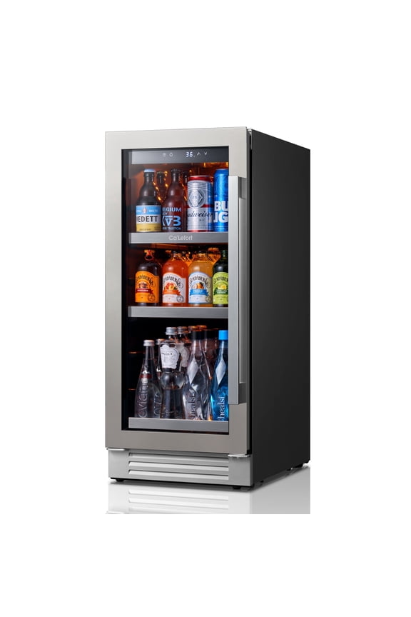 15'' Beverage Refrigerator,Single Zone Beverage Fridge with Stainless Steel Door Frame