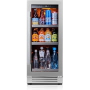 CaLefort 15 inch Beverage Refrigerator,Holds 100 Cans,3 LED Light,Built-in Under Counter Freestanding for Home/Kitchen/Bar