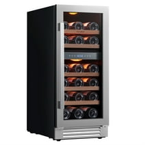 Ca'Lefort 15 inch Wine Cooler Refrigerator, 28 Bottle Dual Zone Wine Fridge with Stainless Steel Tempered Glass Door