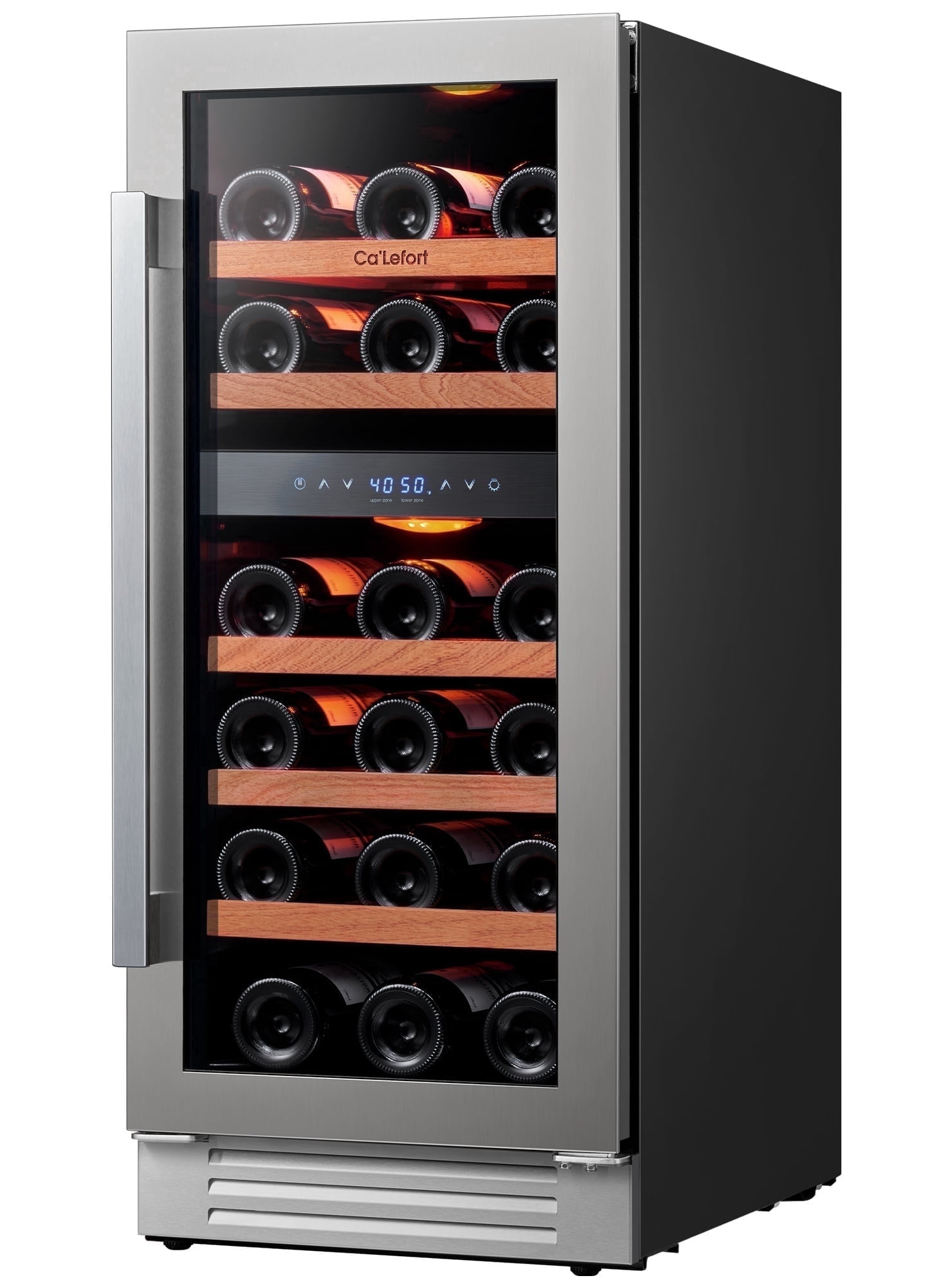 Ca'Lefort 15 inch Wine Fridge, 28 Bottle Dual Zone Wine Cooler Refrigerator with Glass Door for Home/Office,  Built-in & Freestanding
