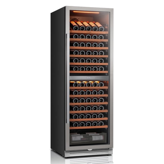 Ca'Lefort Wine Refrigerator, 24 inch 155 Bottle Dual Zone Fridge with Inverter Compressor Freestanding/Built-In Wine Cooler for Home, Bar & Office