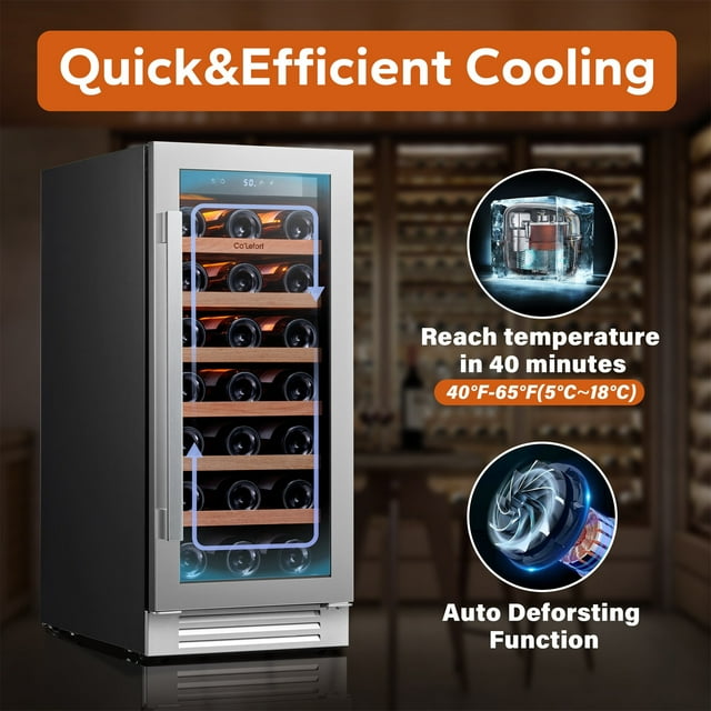 Ca'Lefort 15inch Wine Cooler Refrigerator,33 Bottle Wine Fridge，Built
