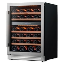 Ca'Lefort 24 inch Wine Cooler Refrigerator,46 Bottle Wine Fridge,Freestanding & Built-in Wine Cooler fridge with Stainless Steel frame