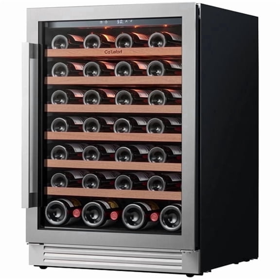 Ca'Lefort 24 inch Wine Cooler Refrigerator, 61 Bottle Wine Fridge with Double Glass Door for Home/Office, Built-in & Freestanding