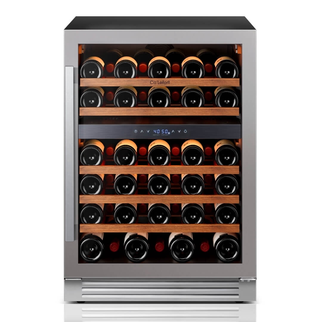 Ca'Lefort 24'' Wine Cooler Refrigerator, 52 Bottle Dual Zone Wine Fridge with Glass Door for Home/Office, Built-in & Freestanding