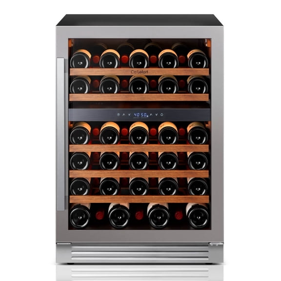 Ca'Lefort 24'' Wine Cooler Refrigerator, 52 Bottle Dual Zone Wine Fridge with Glass Door for Home/Office, Built-in & Freestanding