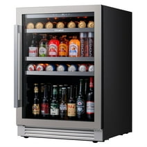Ca'Lefort 24inch Beverage Refrigerator,140 Cans Beer Fridge Beverage Cooler with Stainless Steel Glass Door