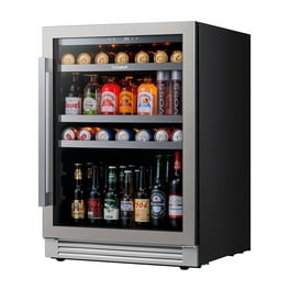  Haier 150-Can Mini Fridge With Lock & Key, Glass Door,  Automatic LED Interior Light, 4 Full-Width Glass Shelves & Adjustable  Thermostat, Stainless Steel